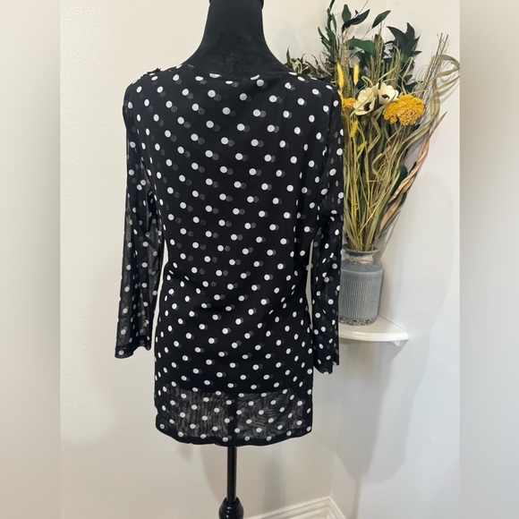 International INC Concepts Polka Dot Ruffle Black and White Top Size XL Juniors - Picture 5 of 9